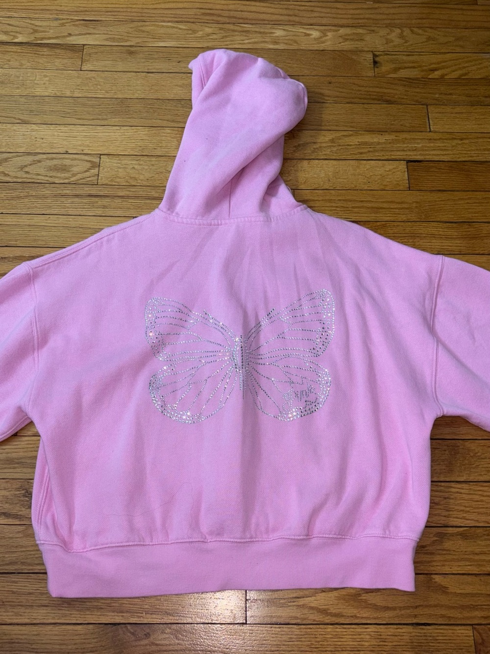 Victorias Secret PINK Hooded Sweatshirt with Rhinestone Butterfly design